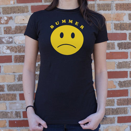 Bummer Yellow Sad Face Frowning Emoji graphic Women's T-Shirt in Midnight
