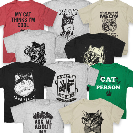 Cats Bundle - 10 Funny Cat Lover Designs graphic Unisex Heavyweight T-Shirt