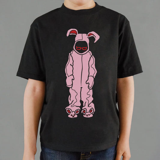 Bunny Pajamas Pink Bunny Costume with Glasses graphic Kids T-Shirt in Black