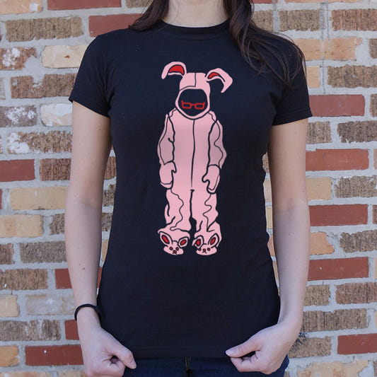 Bunny Pajamas Pink Bunny Costume with Glasses graphic Women's T-Shirt in Midnight