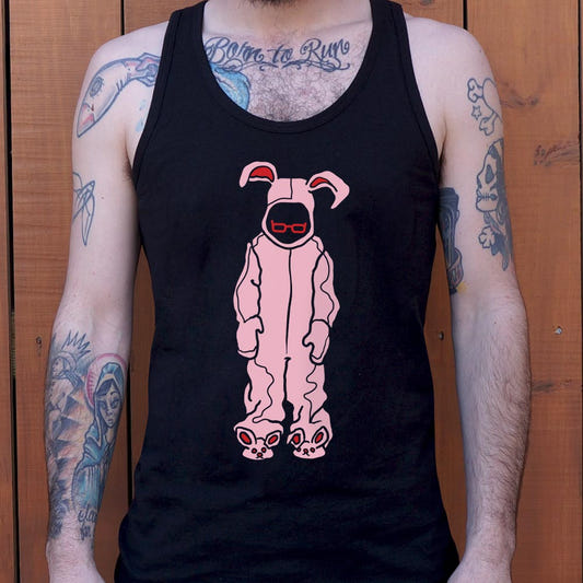 Bunny Pajamas Pink Bunny Costume with Glasses graphic Men's Tank Top in Black