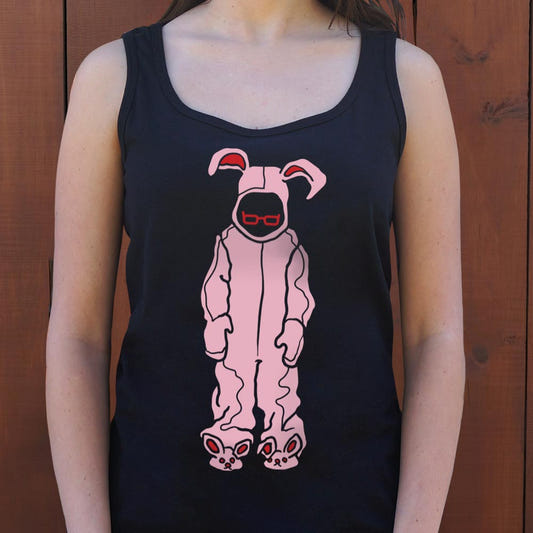 Bunny Pajamas Pink Bunny Costume with Glasses graphic Women's Tank Top in Midnight