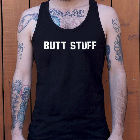 Butt Stuff Funny Graphic Men's Tank Top in Black