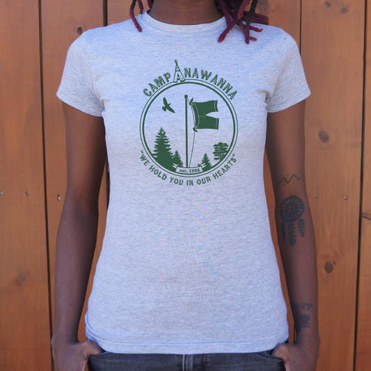 Camp Anawanna Summer Camp Badge Est. 1986 graphic Women's T-Shirt in Gray Granite