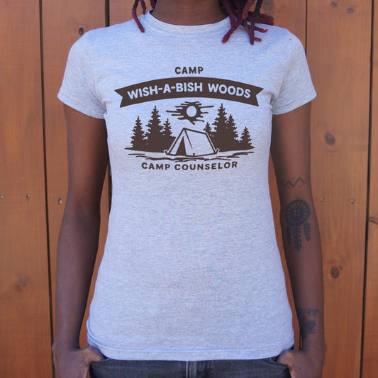 Camp Wish-A-Bish Woods Camp Counselor graphic Women's T-Shirt in Gray Granite