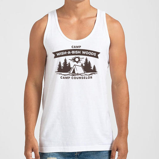 Camp Wish-A-Bish Woods Camp Counselor graphic Men's Tank Top in White