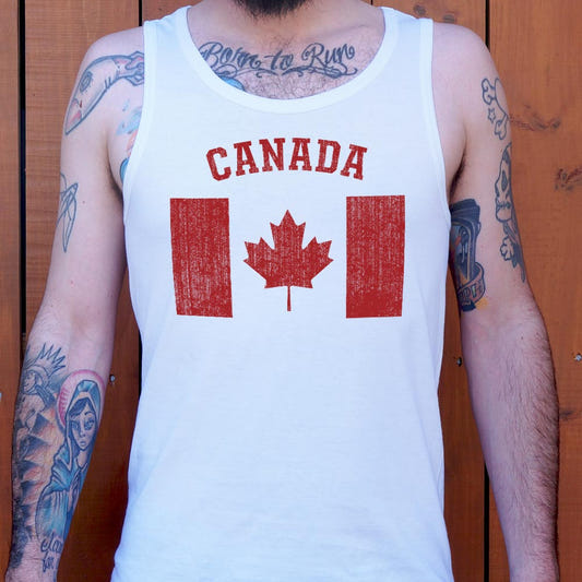 Canada Flag with Maple Leaf graphic Men's Tank Top in White