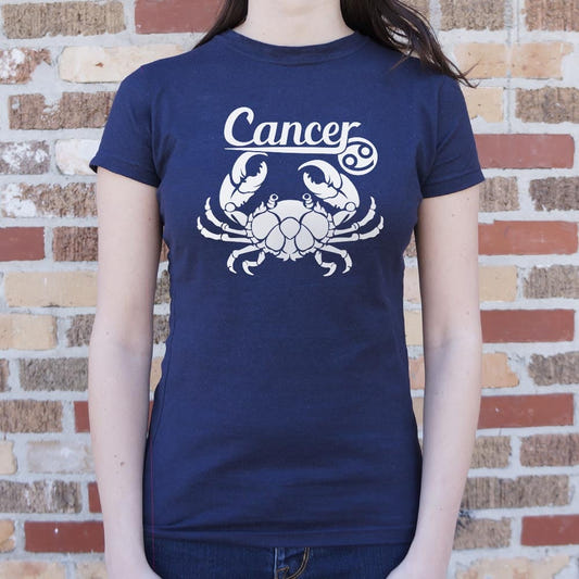 Cancer Zodiac Crab Astrology Sign graphic Women's T-Shirt in True Navy