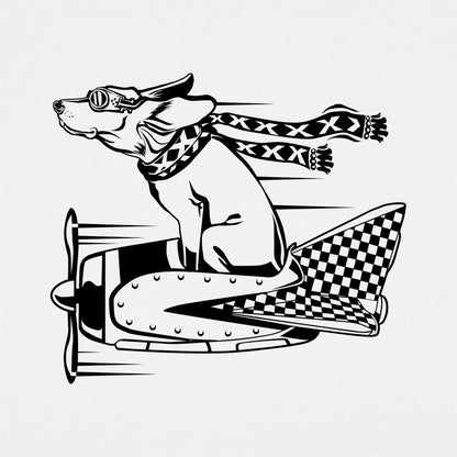 Canine Aviator Dog Pilot Flying a Vintage Plane