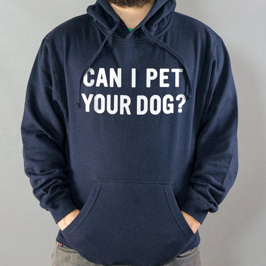 Can I Pet Your Dog graphic Hoodie in Navy Blue