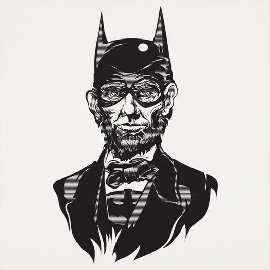 Caped Emancipator Abe Lincoln Bat Hero Mashup graphic Unisex Heavyweight T-Shirt in White