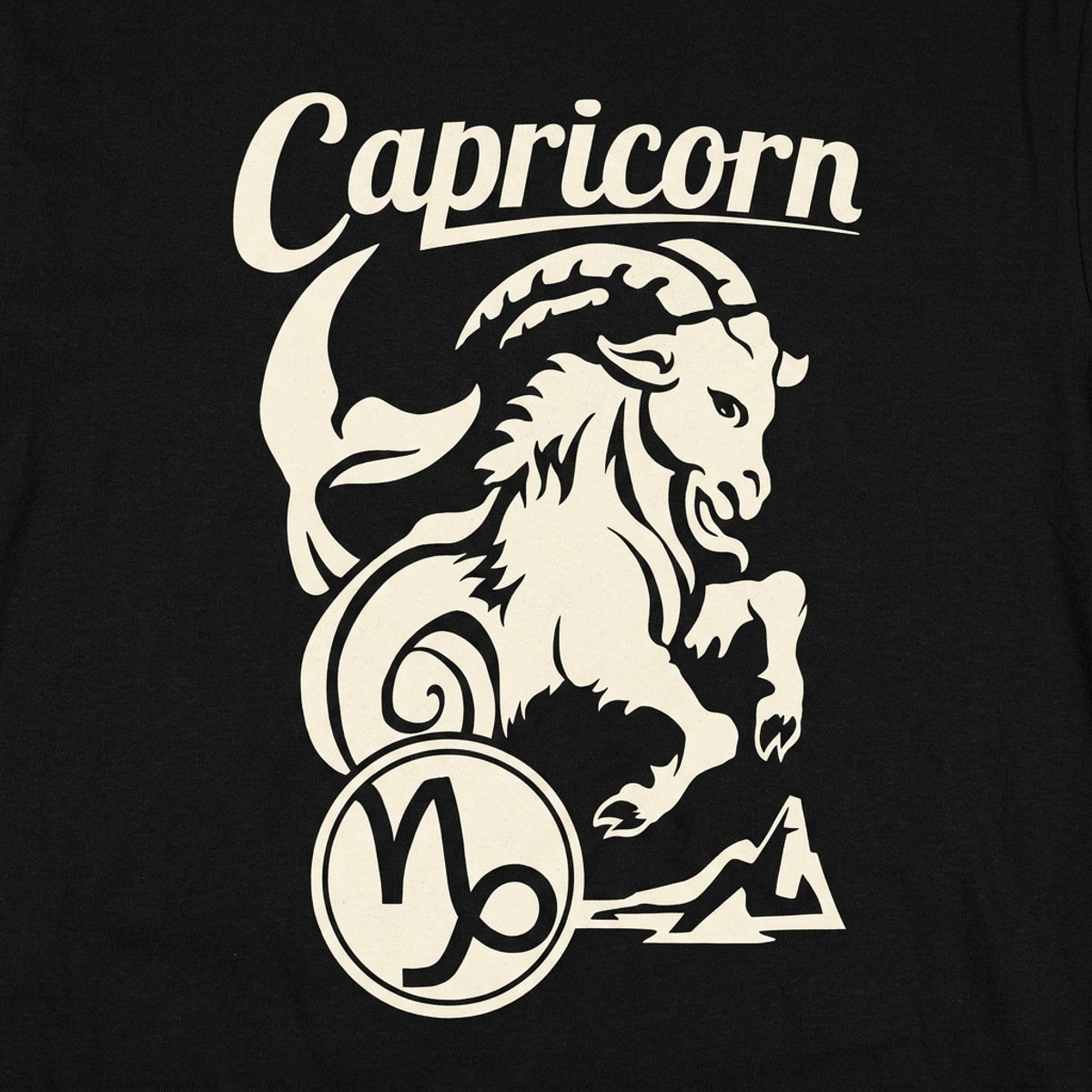 Capricorn Zodiac Sea Goat with Astrology Symbol detail