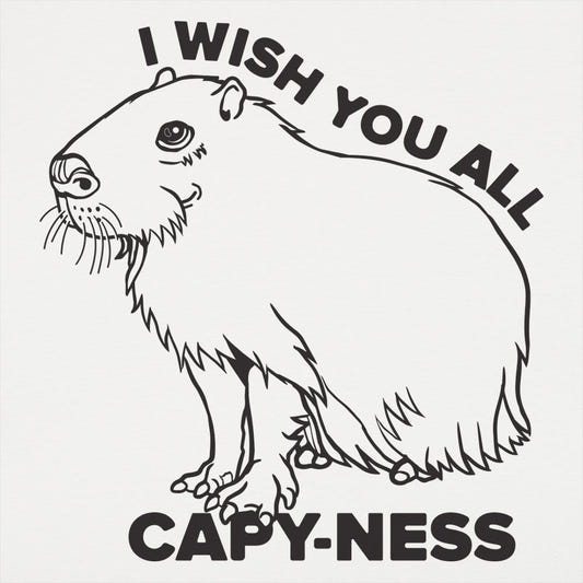 Capyness Capybara Wishing You All Happiness graphic Unisex Heavyweight T-Shirt in White