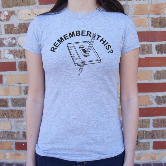 Remember This Cassette Tape and Pencil Rewind graphic Women's T-Shirt in Gray Granite