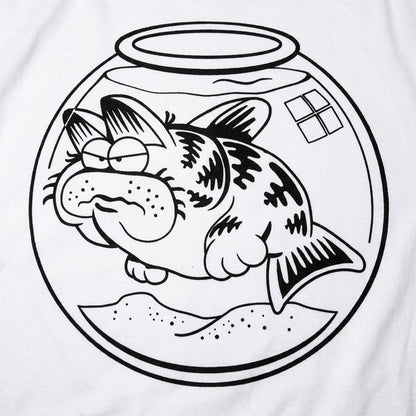 Cat Fish Hybrid Swimming in a Fishbowl detail