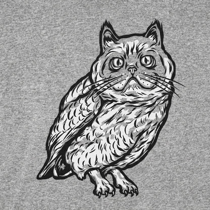 Cat Owl Hybrid Creature with Cat Head and Owl Body detail