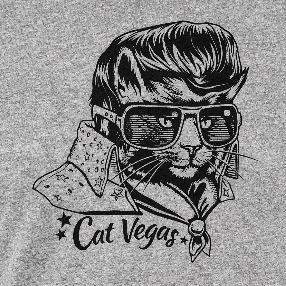 Cat Vegas Rock and Roll Cat with Pompadour and Sunglasses detail