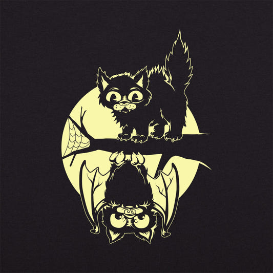 Black Cat and Bat Full Moon Halloween graphic tee design