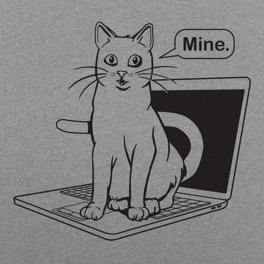 Cat Conquers Laptop graphic Unisex Heavyweight T-Shirt in Gray Heather