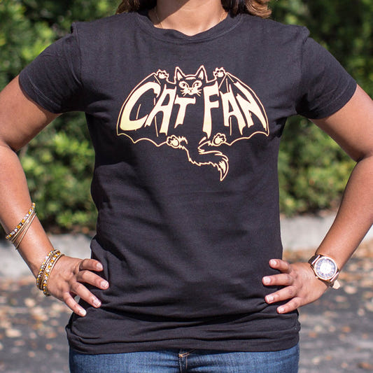 Cat Fan Bat Wings Design graphic Women's T-Shirt in Midnight