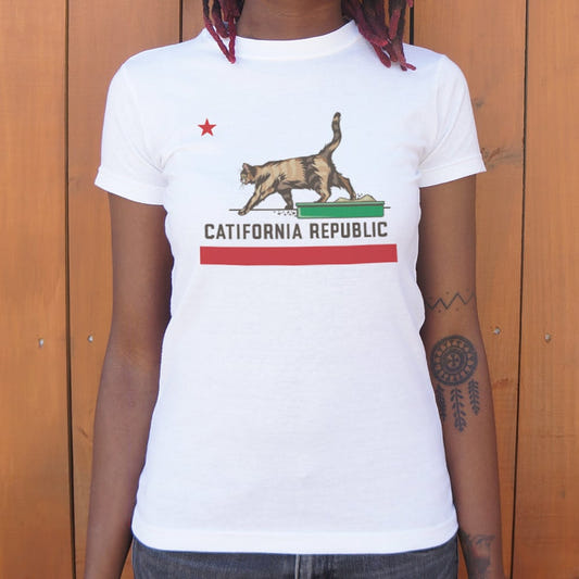 Catifornia Republic - California Flag Cat Parody graphic Women's T-Shirt in Snow