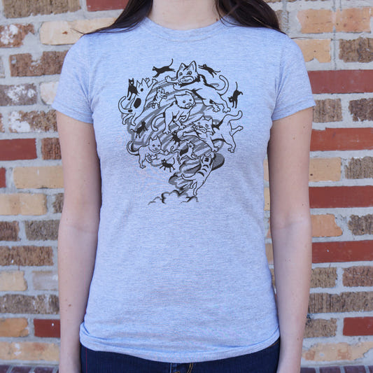 Catnado - Tornado Made of Cats graphic Women's T-Shirt in Gray Granite