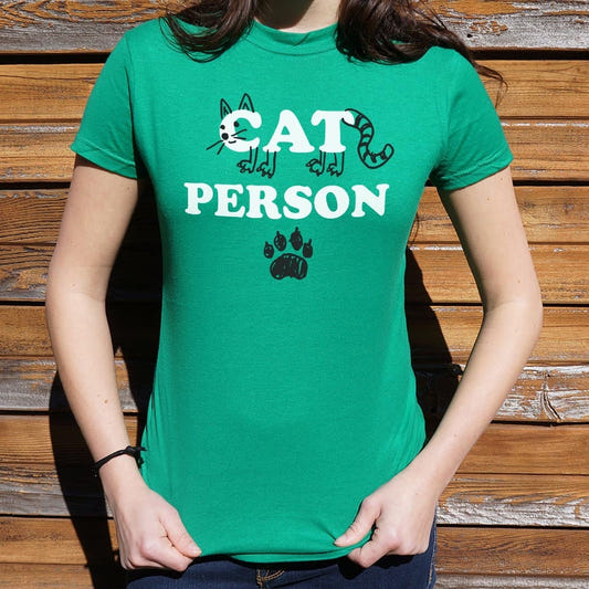 Cat Person Cat Face Paw Print Design graphic Women's T-Shirt in Lucky Green