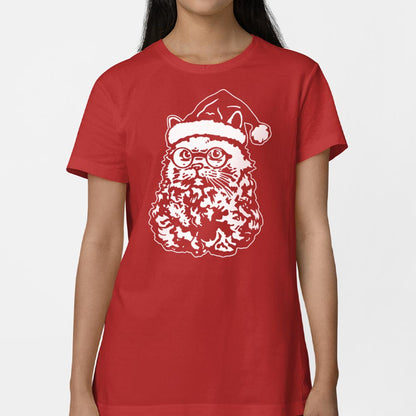Cat Santa with Beard, Glasses, and Santa Hat