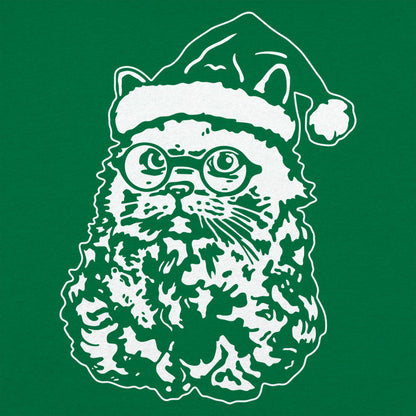 Cat Santa with Beard, Glasses, and Santa Hat