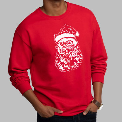 Cat Santa with Beard, Glasses, and Santa Hat