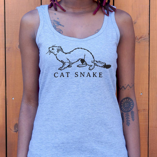 Cat Snake Long Weasel Ferret graphic Women's Tank Top in Gray Granite