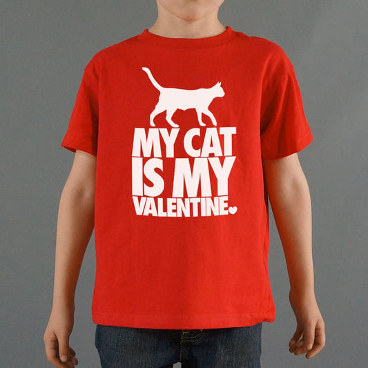 My Cat Is My Valentine graphic Kids T-Shirt in Red