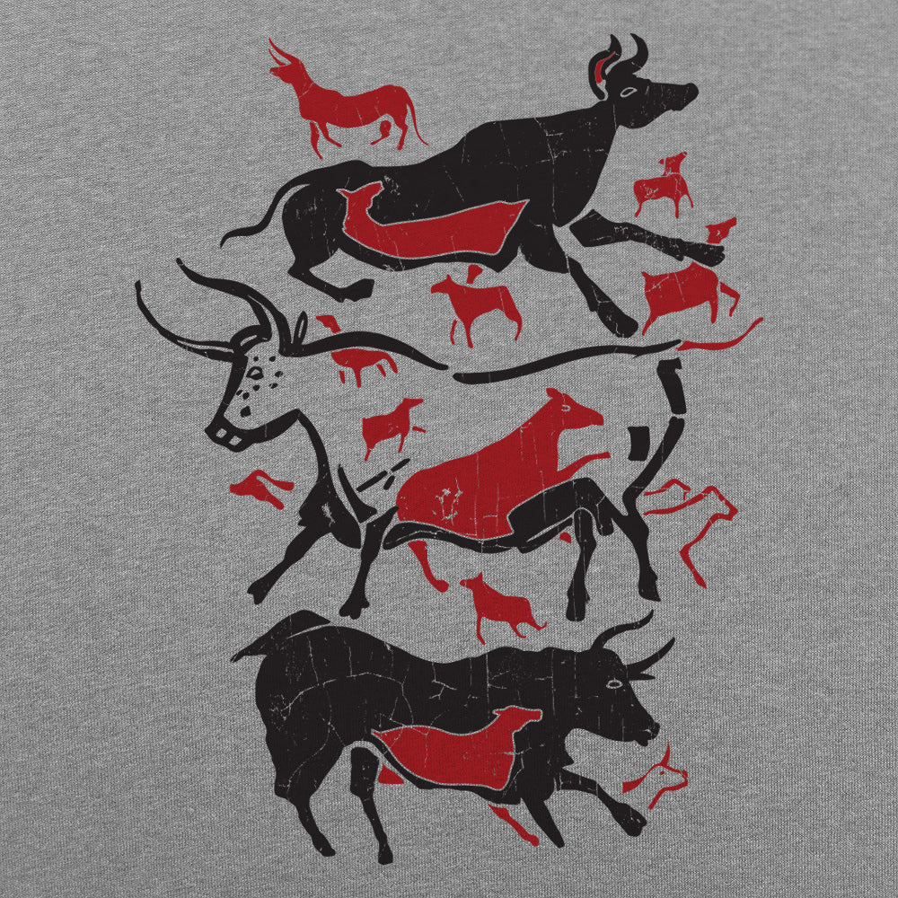 Cave Art Bulls Prehistoric Lascaux Cave Painting graphic Unisex Heavyweight T-Shirt in Gray Heather