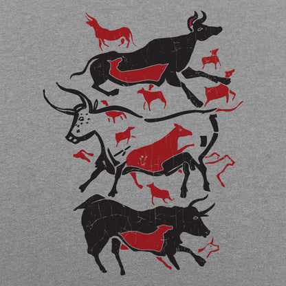 Cave Art Bulls Prehistoric Lascaux Cave Painting graphic Unisex Heavyweight T-Shirt in Gray Heather