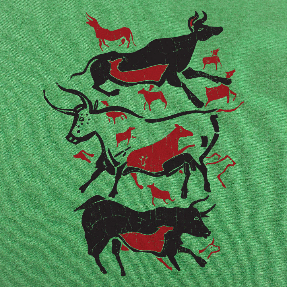 Cave Art Bulls Prehistoric Lascaux Cave Painting graphic Unisex Heavyweight T-Shirt in Kelly Green Heather