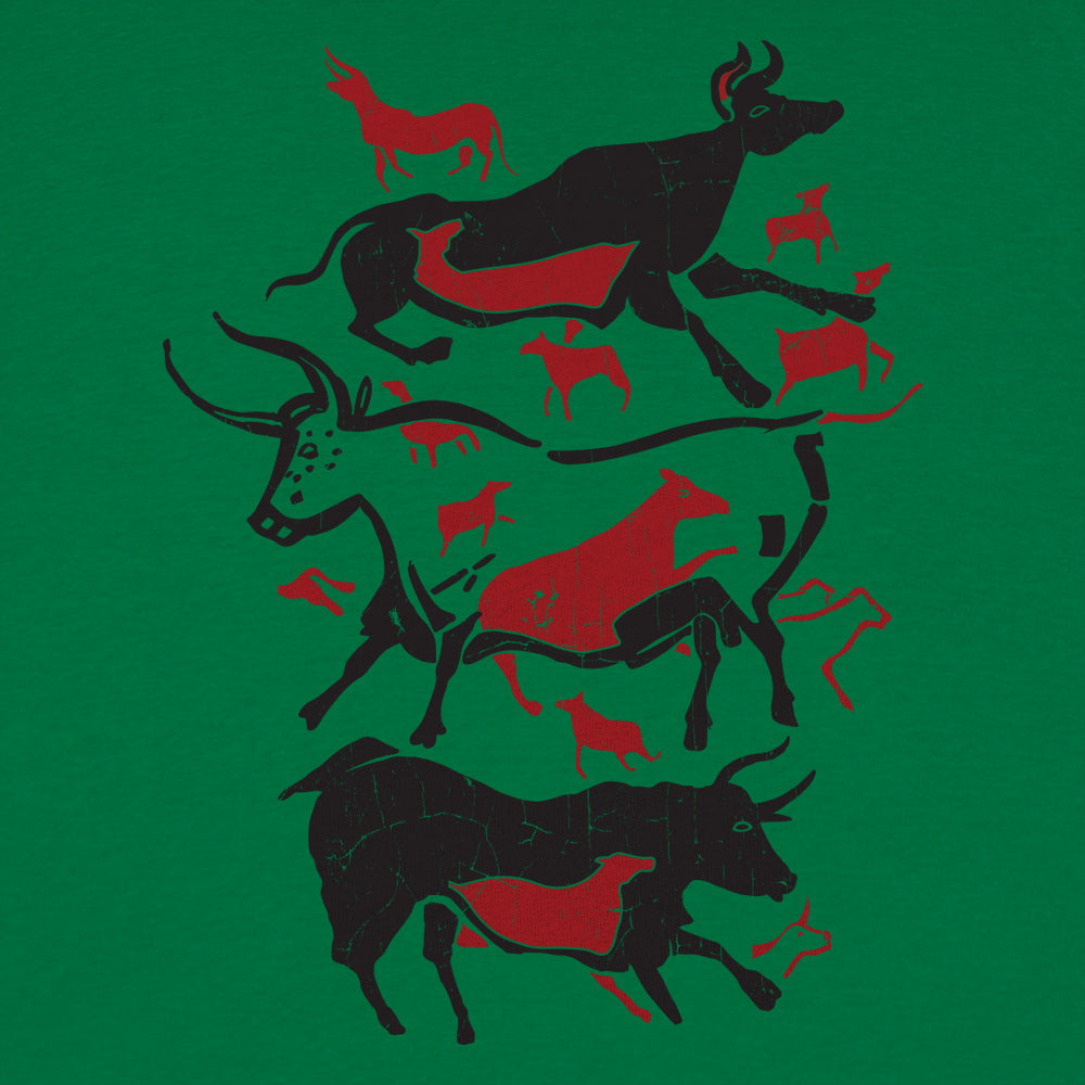 Cave Art Bulls Prehistoric Lascaux Cave Painting graphic Women's T-Shirt in Lucky Green