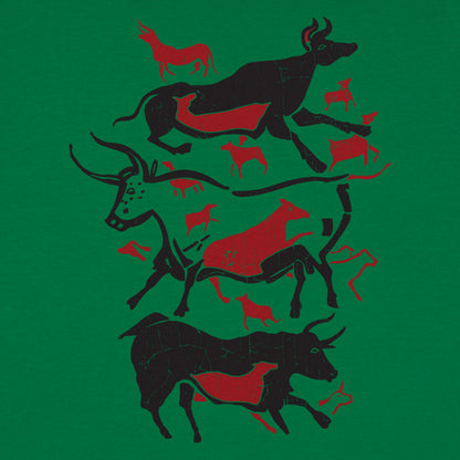 Cave Art Bulls Prehistoric Lascaux Cave Painting graphic Women's T-Shirt in Lucky Green