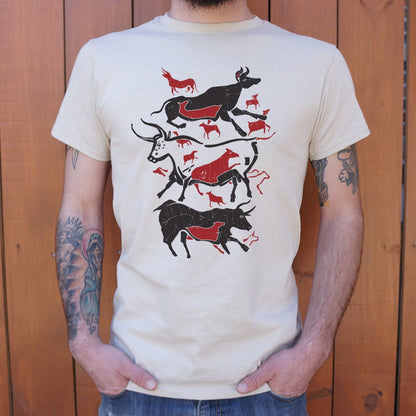 Cave Art Bulls Prehistoric Lascaux Cave Painting graphic Unisex Heavyweight T-Shirt in Sand