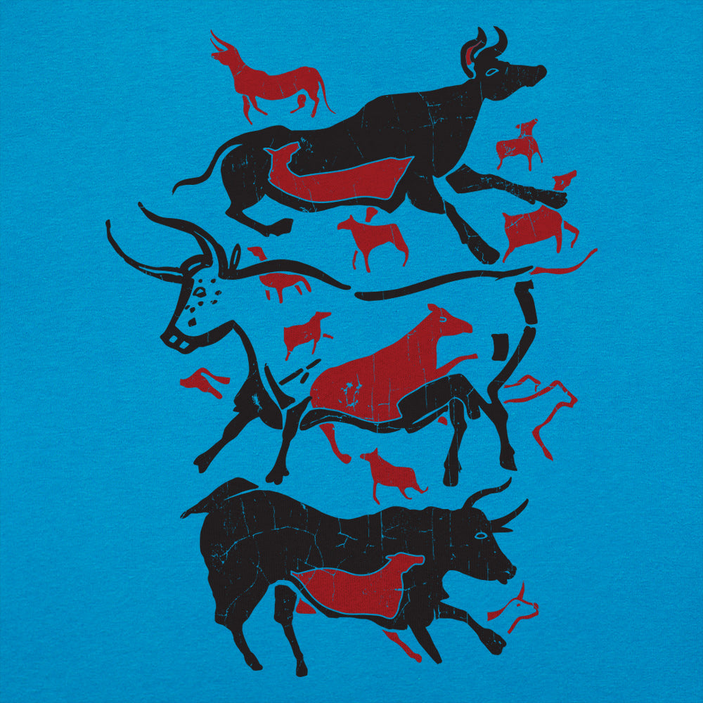 Cave Art Bulls Prehistoric Lascaux Cave Painting graphic Women's T-Shirt in Sky Blue