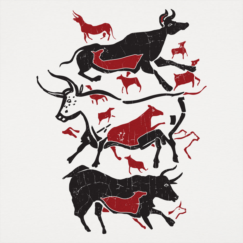 Cave Art Bulls Prehistoric Lascaux Cave Painting graphic Unisex Heavyweight T-Shirt in White