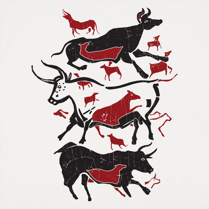 Cave Art Bulls Prehistoric Lascaux Cave Painting graphic Unisex Heavyweight T-Shirt in White