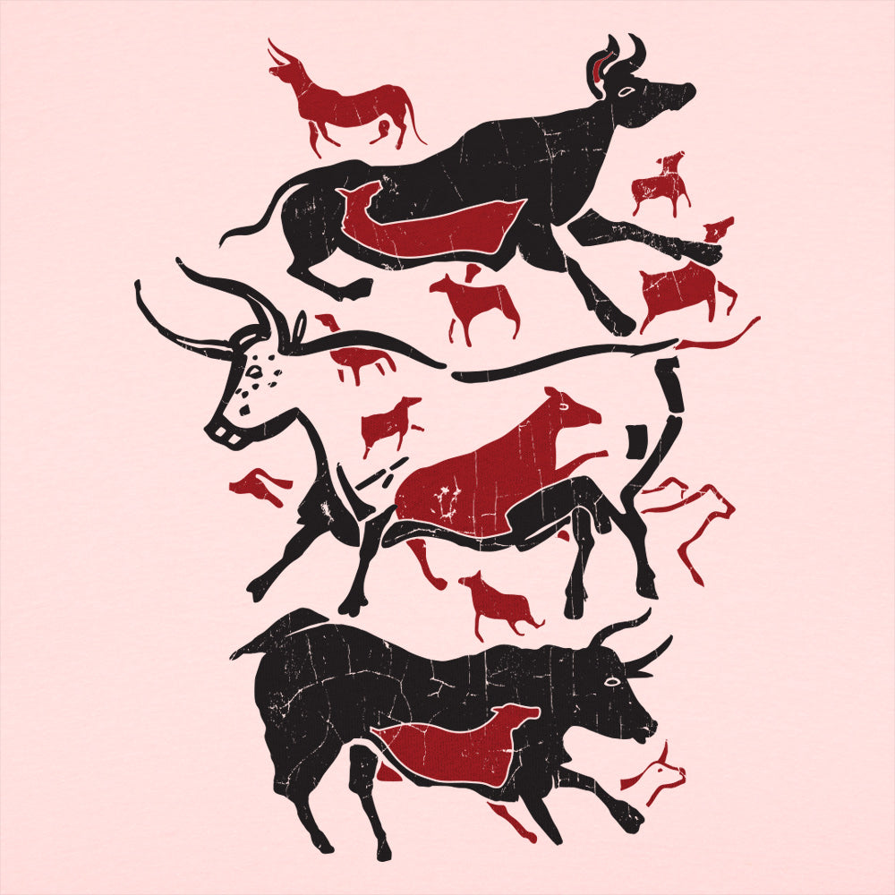 Cave Art Bulls Prehistoric Lascaux Cave Painting graphic Women's T-Shirt in Soft Pink