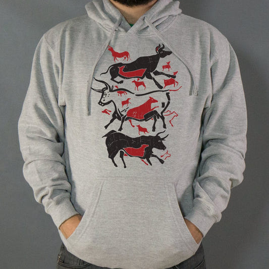 Cave Art Bulls Prehistoric Lascaux Cave Painting graphic Hoodie in Gray Heather