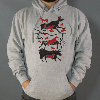 Cave Art Bulls Prehistoric Lascaux Cave Painting graphic Hoodie in Gray Heather