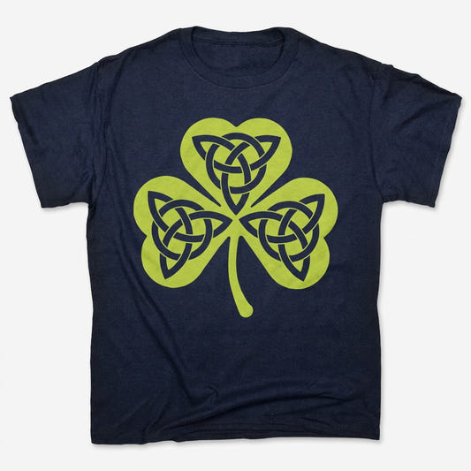 Celtic Shamrock with Trinity Knots Graphic in Navy Blue