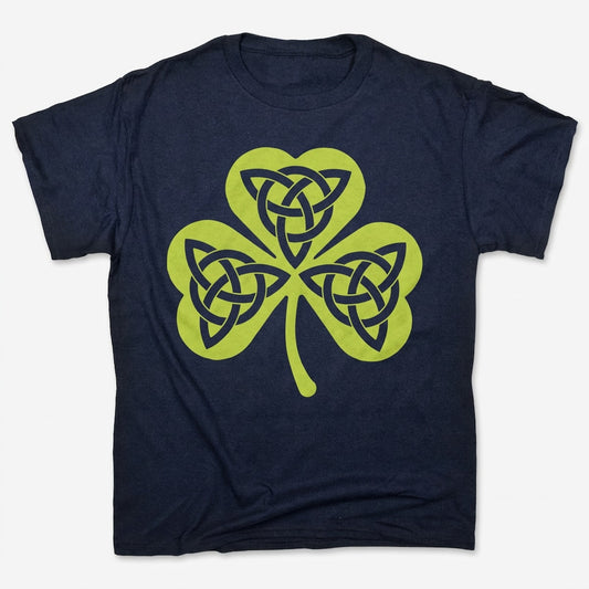 Celtic Shamrock with Trinity Knots Graphic in Navy Blue