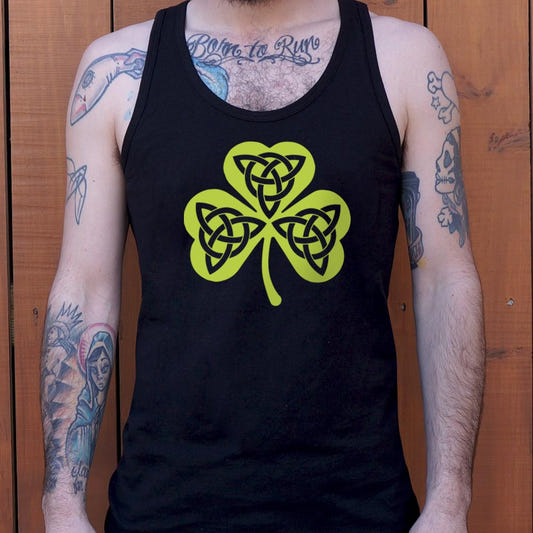 Celtic Shamrock with Trinity Knots Graphic Men's Tank Top in Black