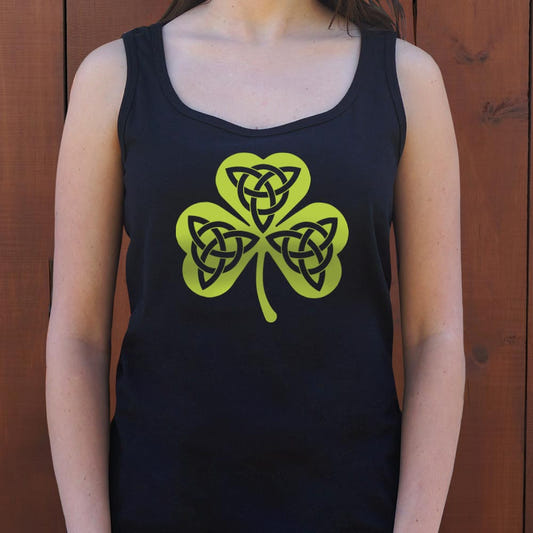Celtic Shamrock with Trinity Knots Graphic Women's Tank Top in Midnight