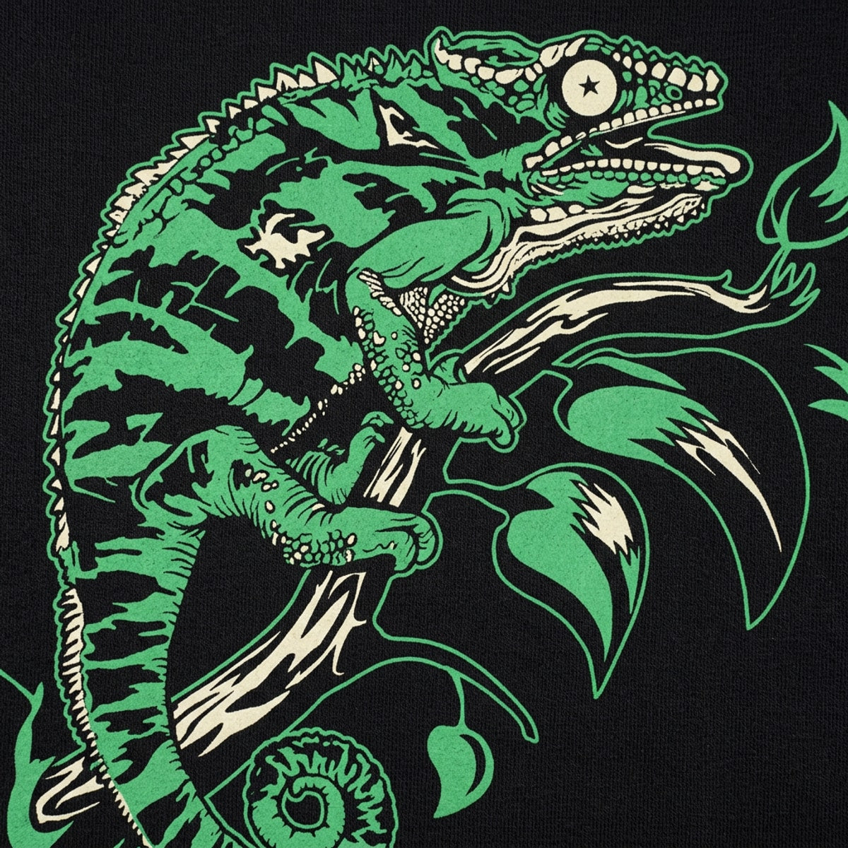 Chameleon on a Branch Lizard Art detail