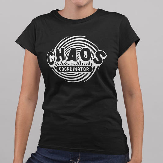 Chaos Coordinator Swirling Vortex Graphic Women's T-Shirt in Midnight